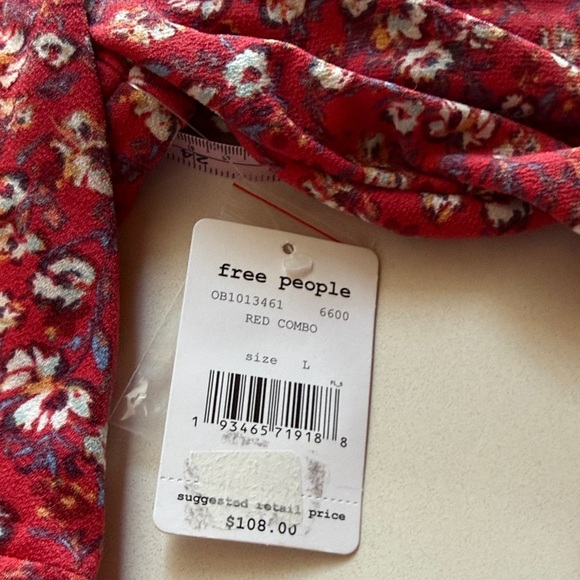 🆕 Free People Say Hello Floral Long Sleeve Mini Dress, Size L - Picture 7 of 11